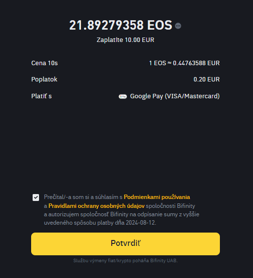 Binance 15 EOS