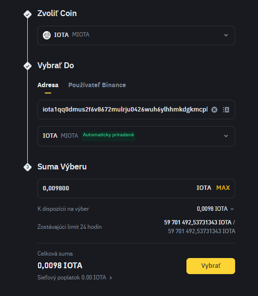 Binance 19 IOTA